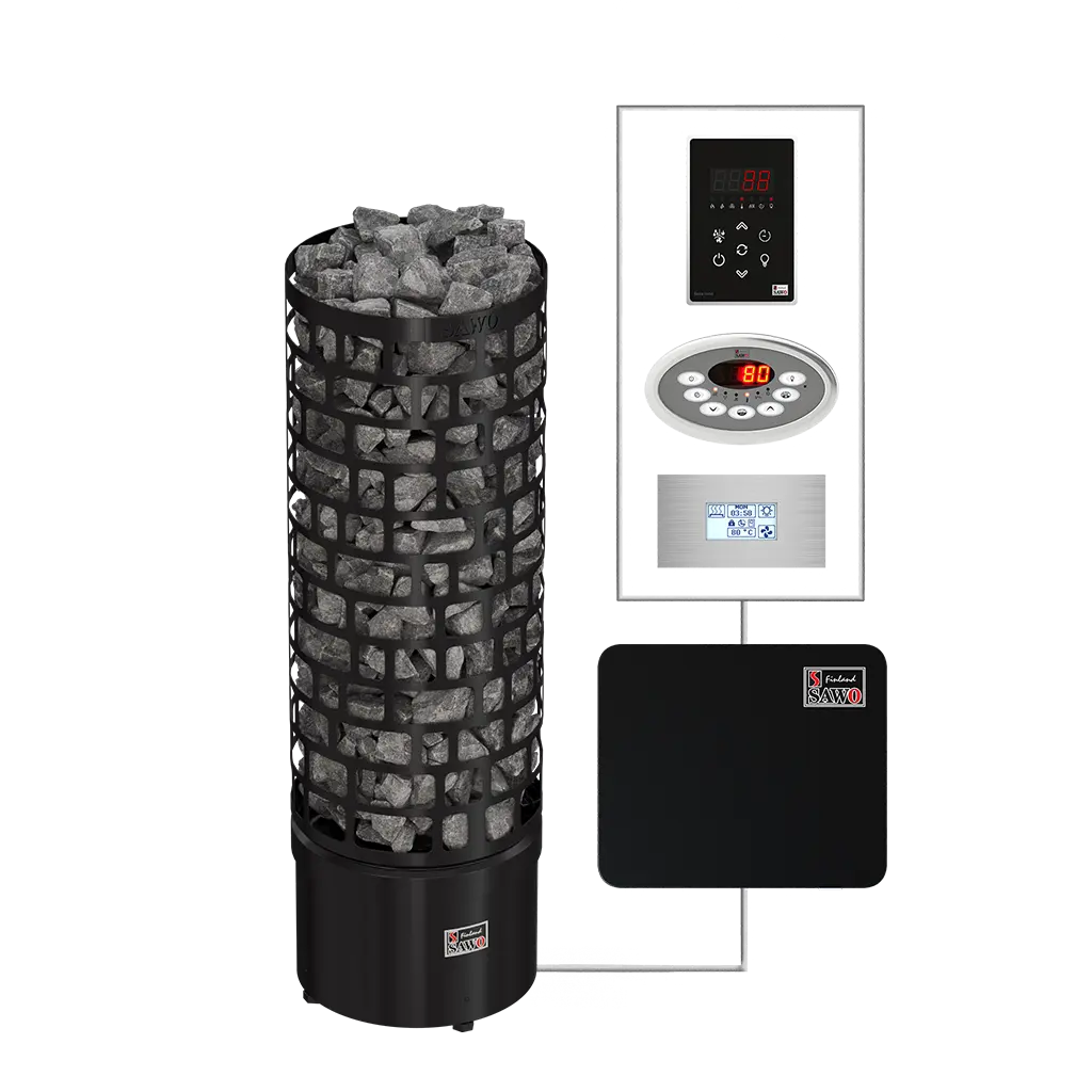 SAWO sauna series tower ARI Round Black NS
